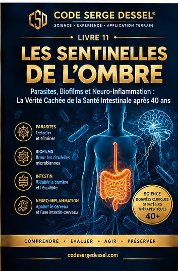 LIVRE 11 CODE SERGE DESSEL®LES SENTINELLES DE L’OMBRE Parasites, infections, biofilms, microbiote et neuro-inflammation après 40 ans